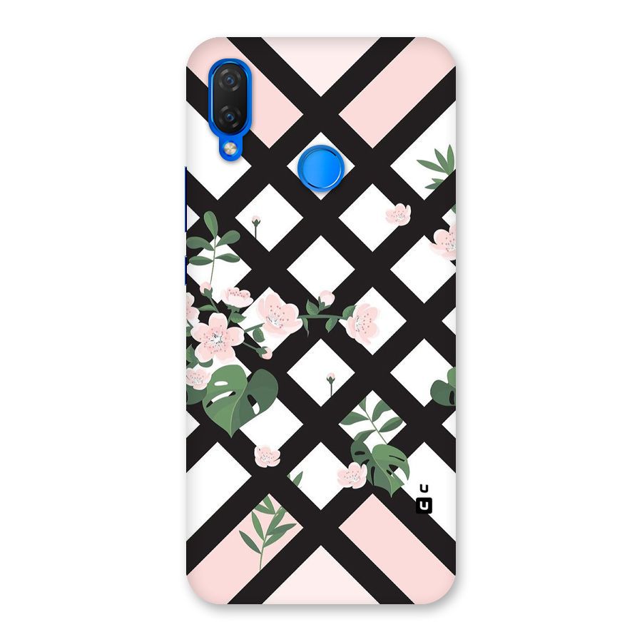 Check Floral Stripes Back Case for Huawei P Smart+