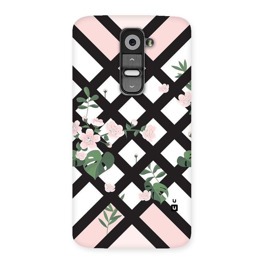 Check Floral Stripes Back Case for LG G2