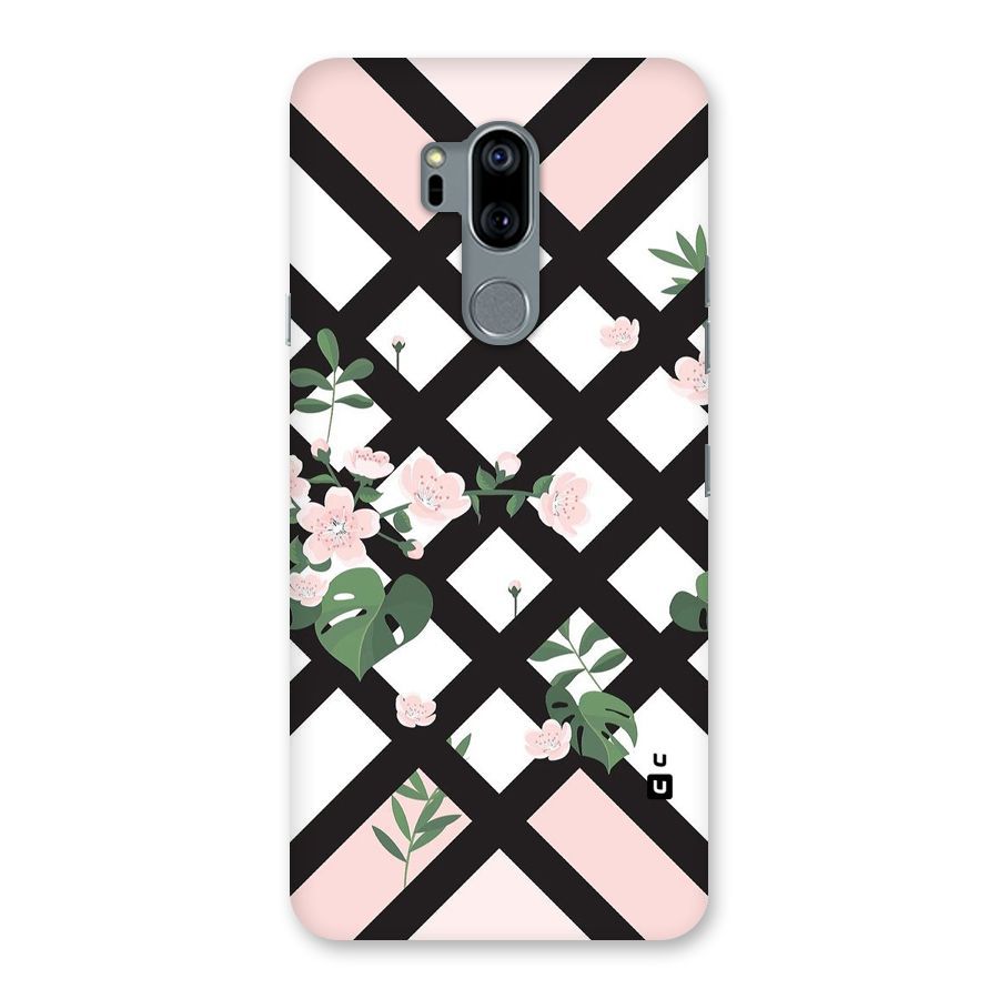 Check Floral Stripes Back Case for LG G7
