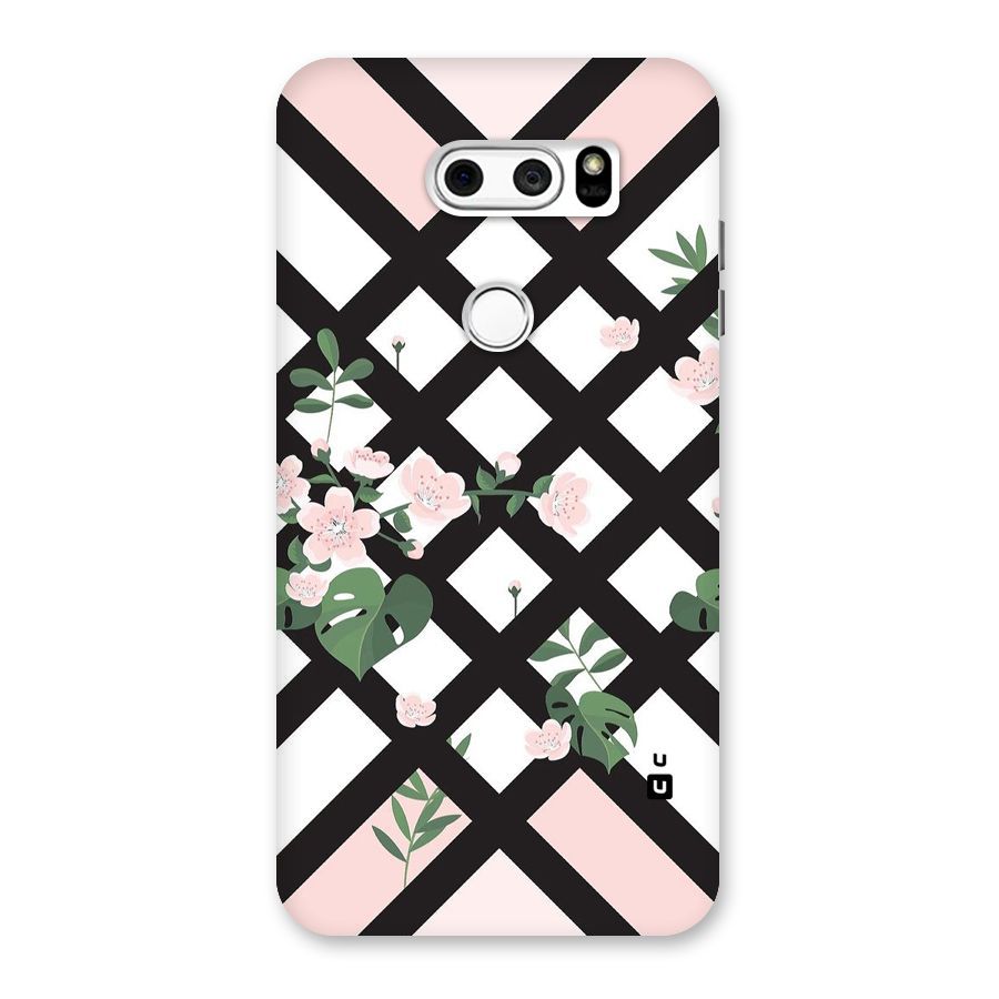 Check Floral Stripes Back Case for LG V30