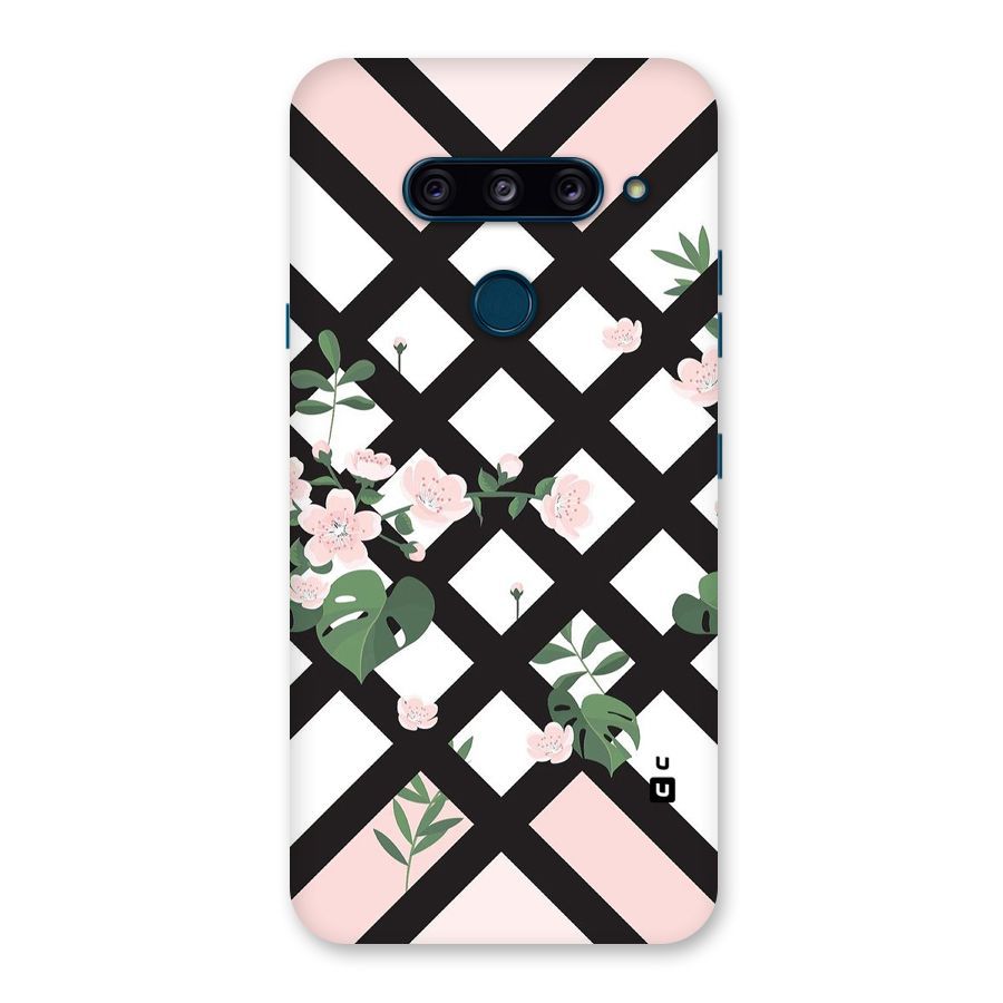 Check Floral Stripes Back Case for LG  V40 ThinQ