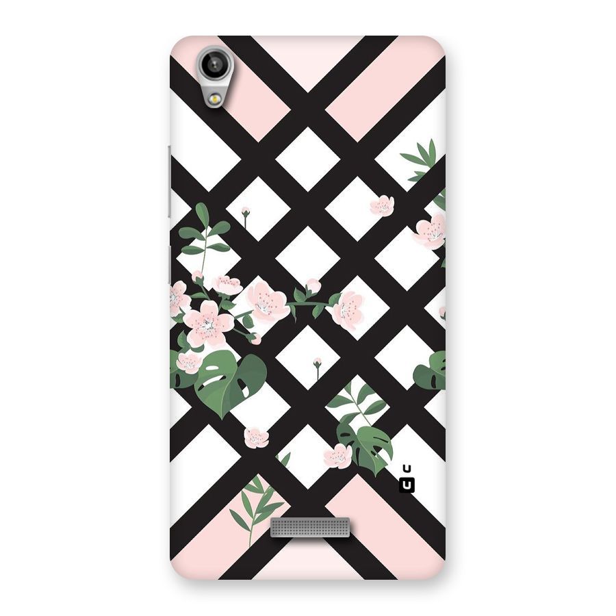 Check Floral Stripes Back Case for Lava-Pixel-V1