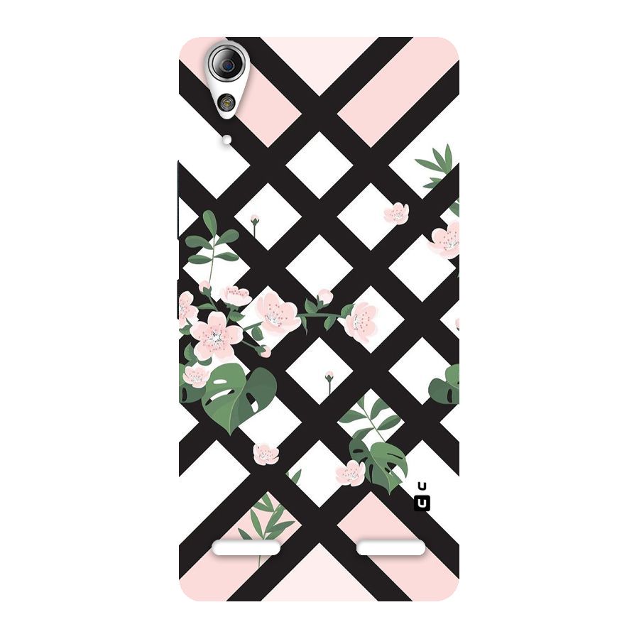 Check Floral Stripes Back Case for Lenovo A6000