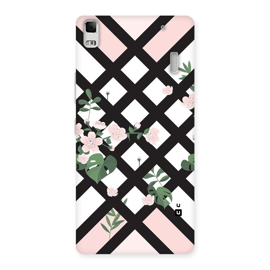 Check Floral Stripes Back Case for Lenovo K3 Note