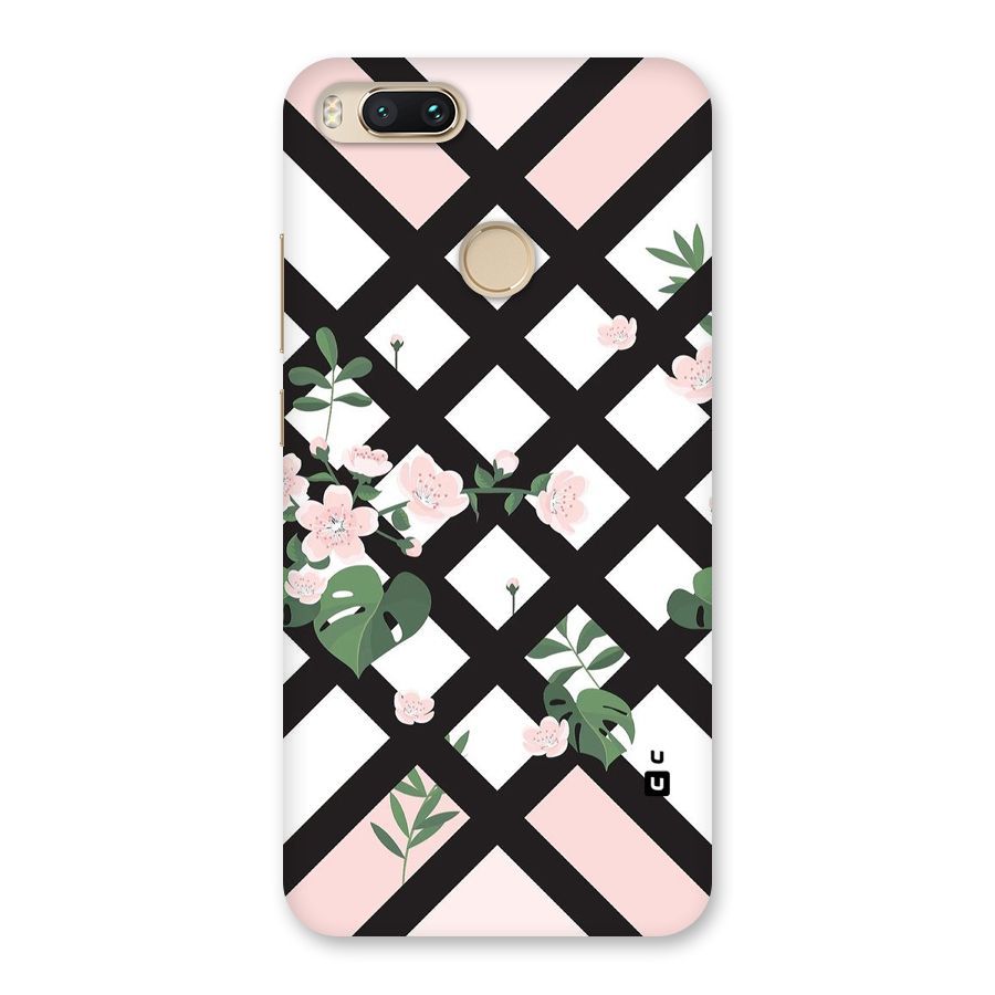 Check Floral Stripes Back Case for Mi A1
