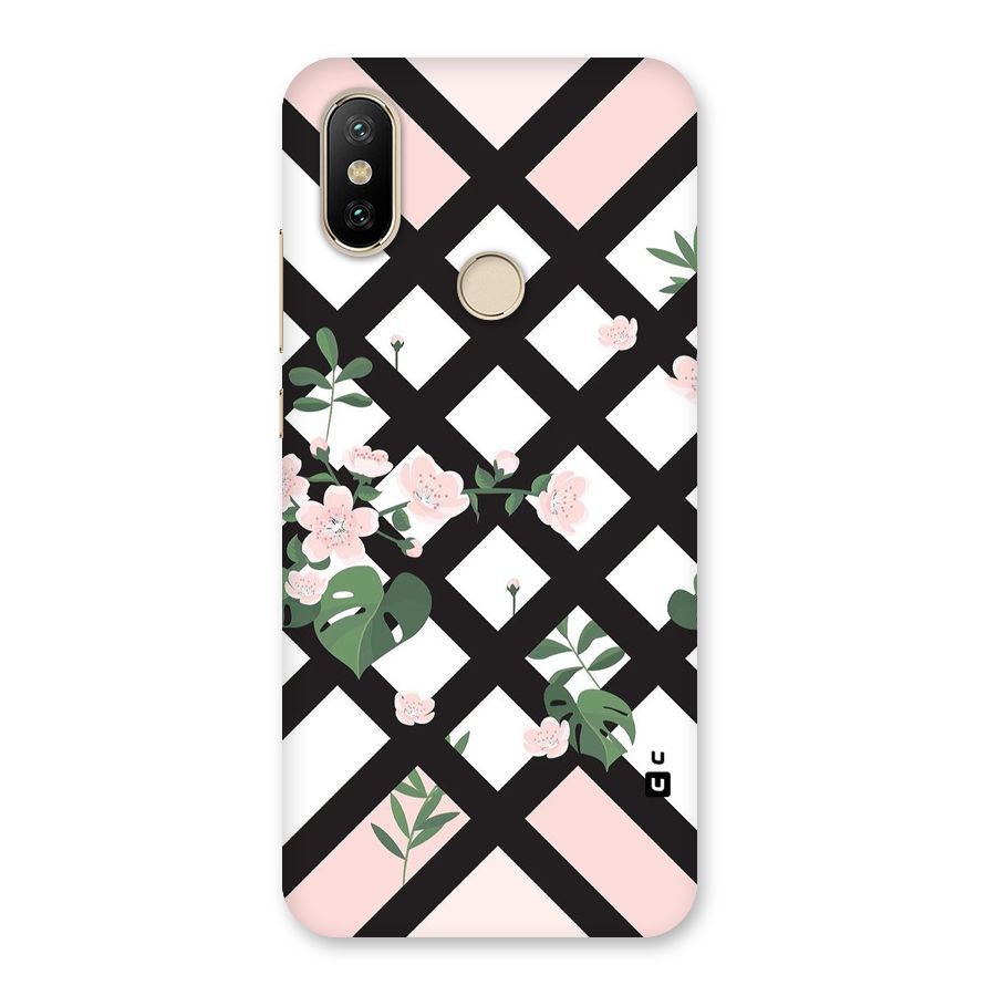 Check Floral Stripes Back Case for Mi A2