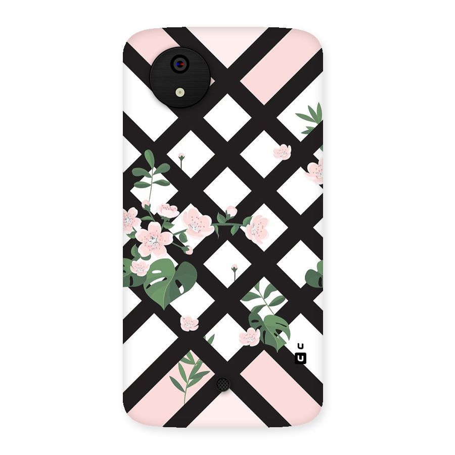 Check Floral Stripes Back Case for Micromax Canvas A1