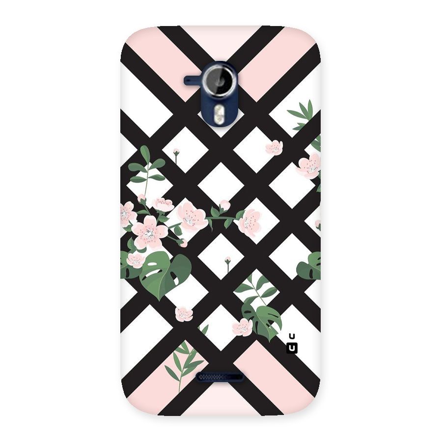 Check Floral Stripes Back Case for Micromax Canvas Magnus A117