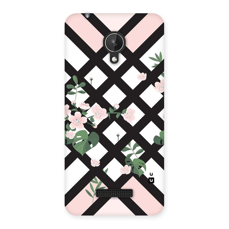 Check Floral Stripes Back Case for Micromax Canvas Spark Q380
