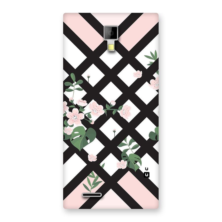 Check Floral Stripes Back Case for Micromax Canvas Xpress A99