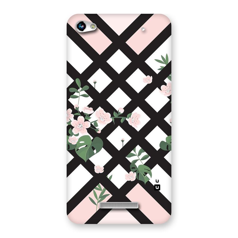 Check Floral Stripes Back Case for Micromax Hue 2