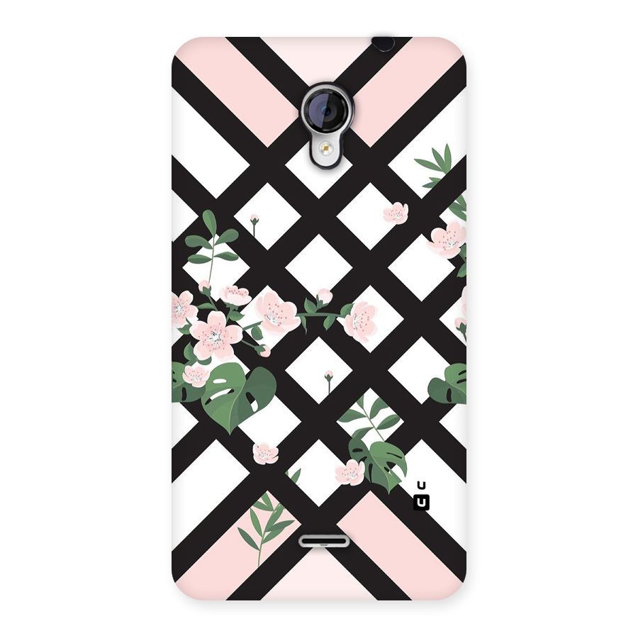 Check Floral Stripes Back Case for Micromax Unite 2 A106