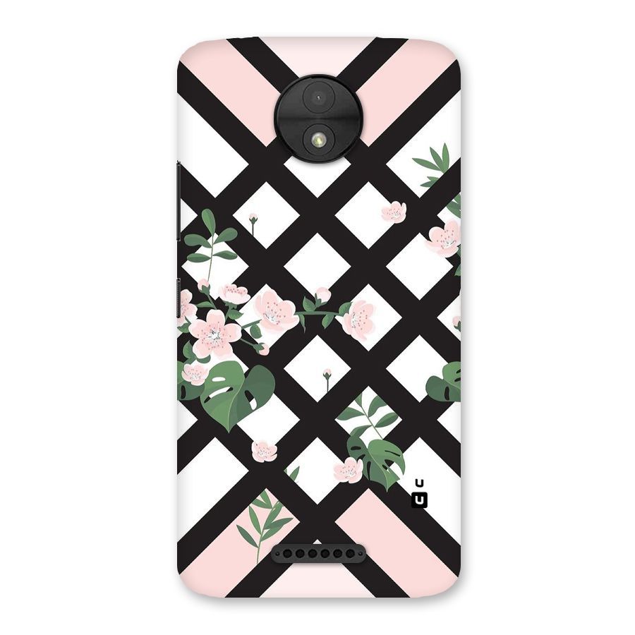 Check Floral Stripes Back Case for Moto C