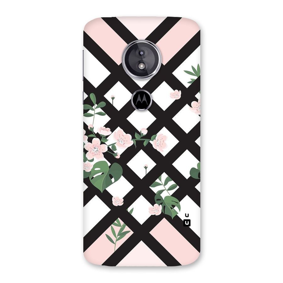 Check Floral Stripes Back Case for Moto E5