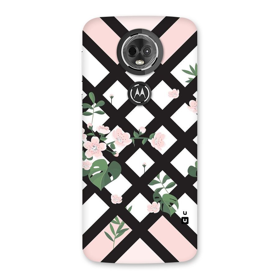 Check Floral Stripes Back Case for Moto E5 Plus
