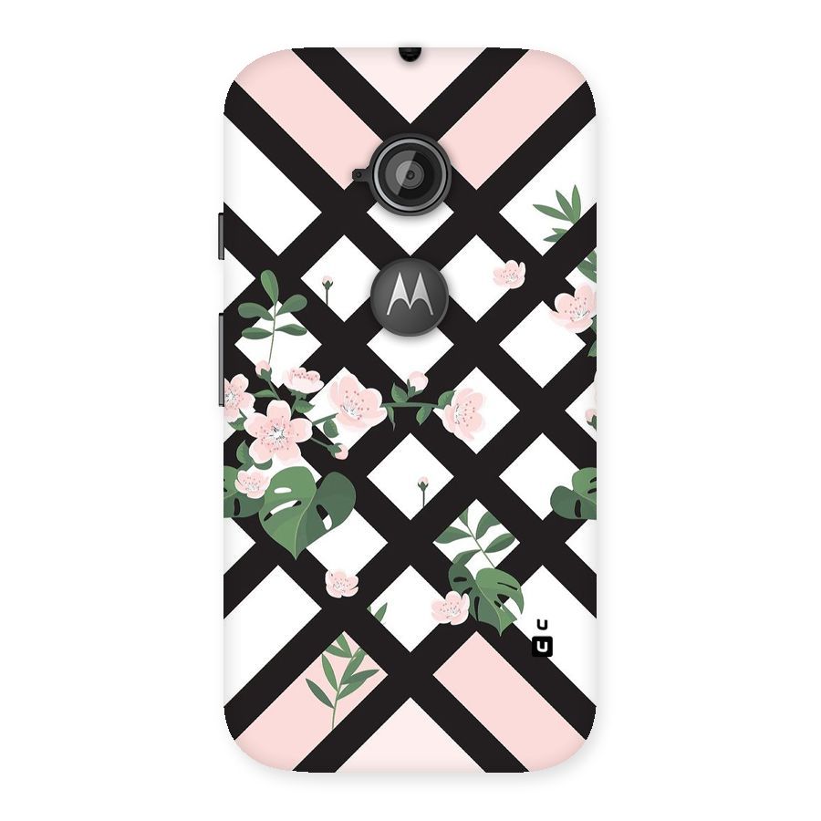 Check Floral Stripes Back Case for Moto E 2nd Gen