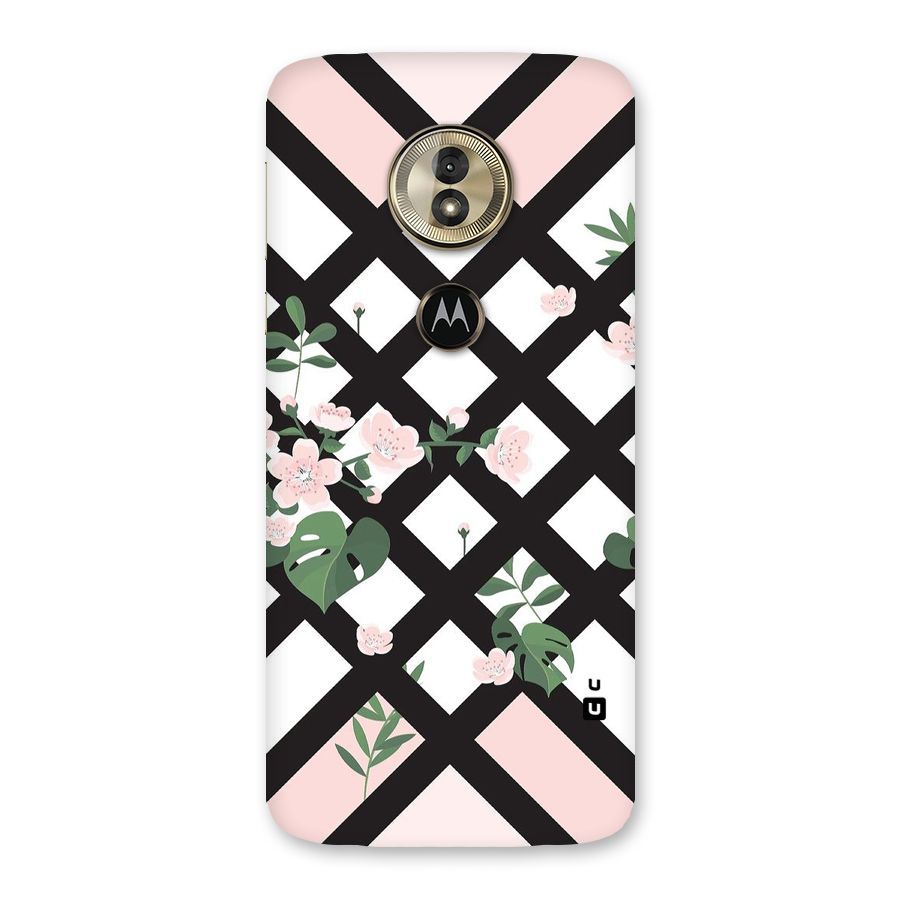 Check Floral Stripes Back Case for Moto G6 Play