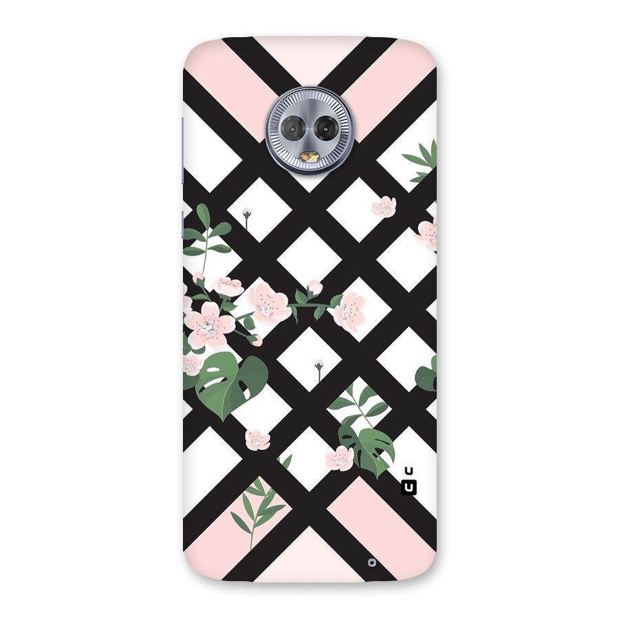 Check Floral Stripes Back Case for Moto G6 Plus
