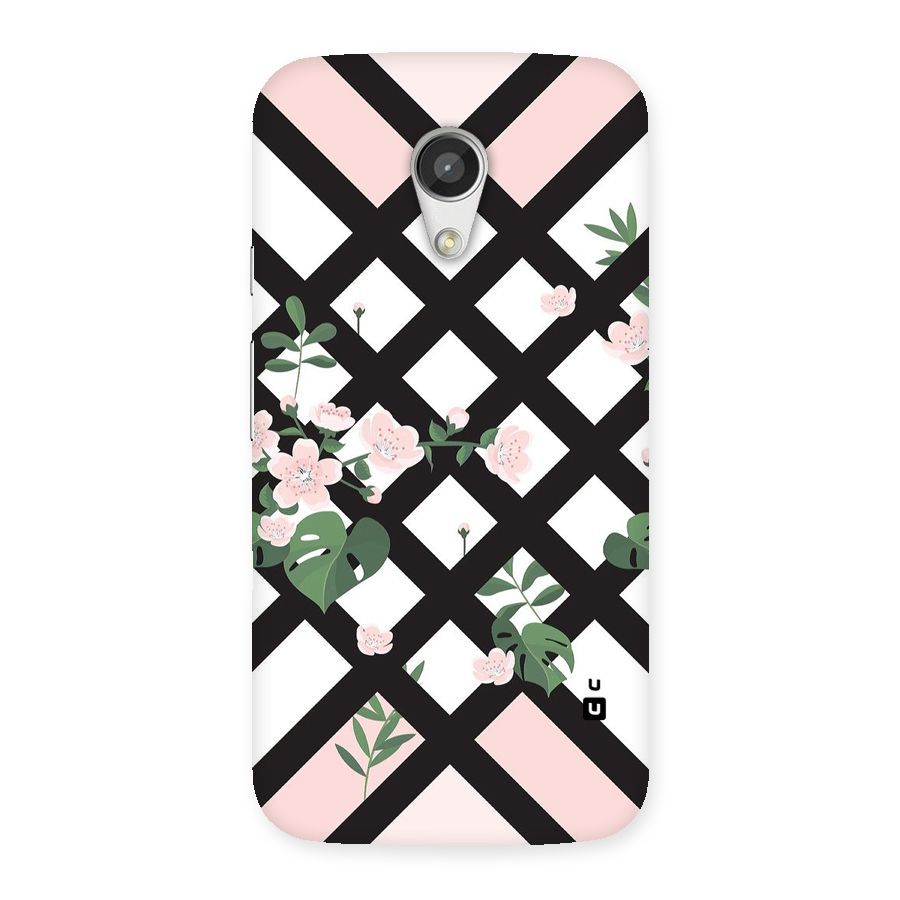 Check Floral Stripes Back Case for Moto G 2nd Gen