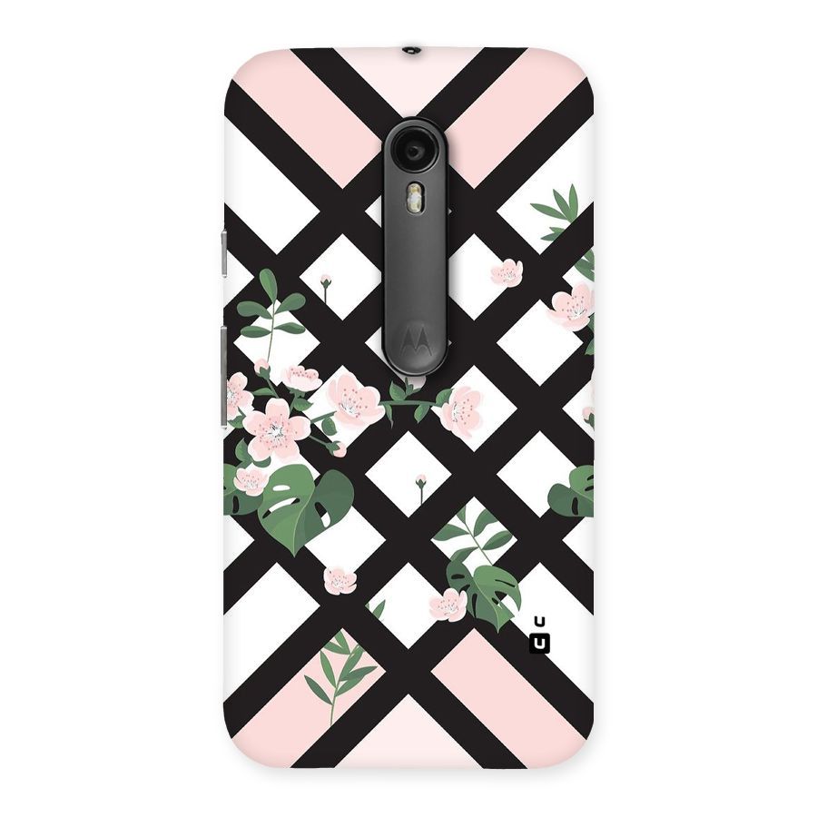 Check Floral Stripes Back Case for Moto G Turbo