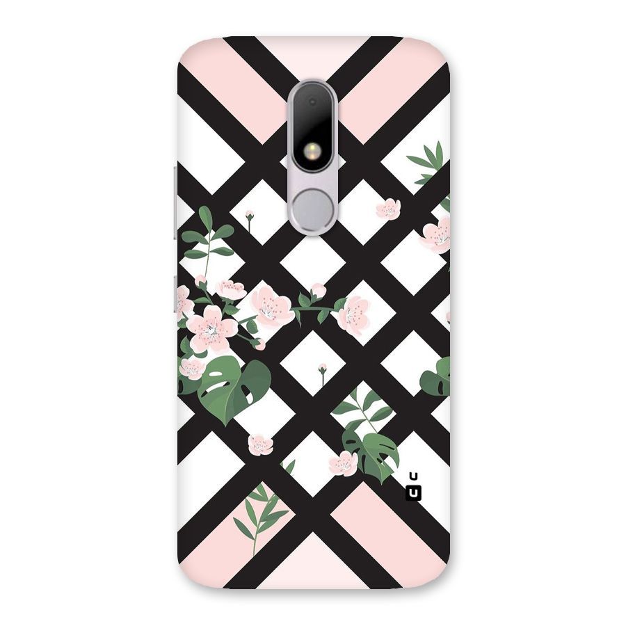 Check Floral Stripes Back Case for Moto M