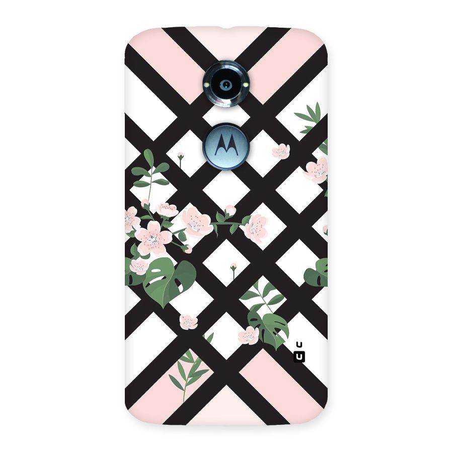 Check Floral Stripes Back Case for Moto X 2nd Gen