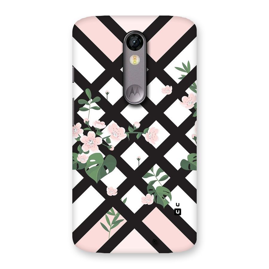 Check Floral Stripes Back Case for Moto X Force