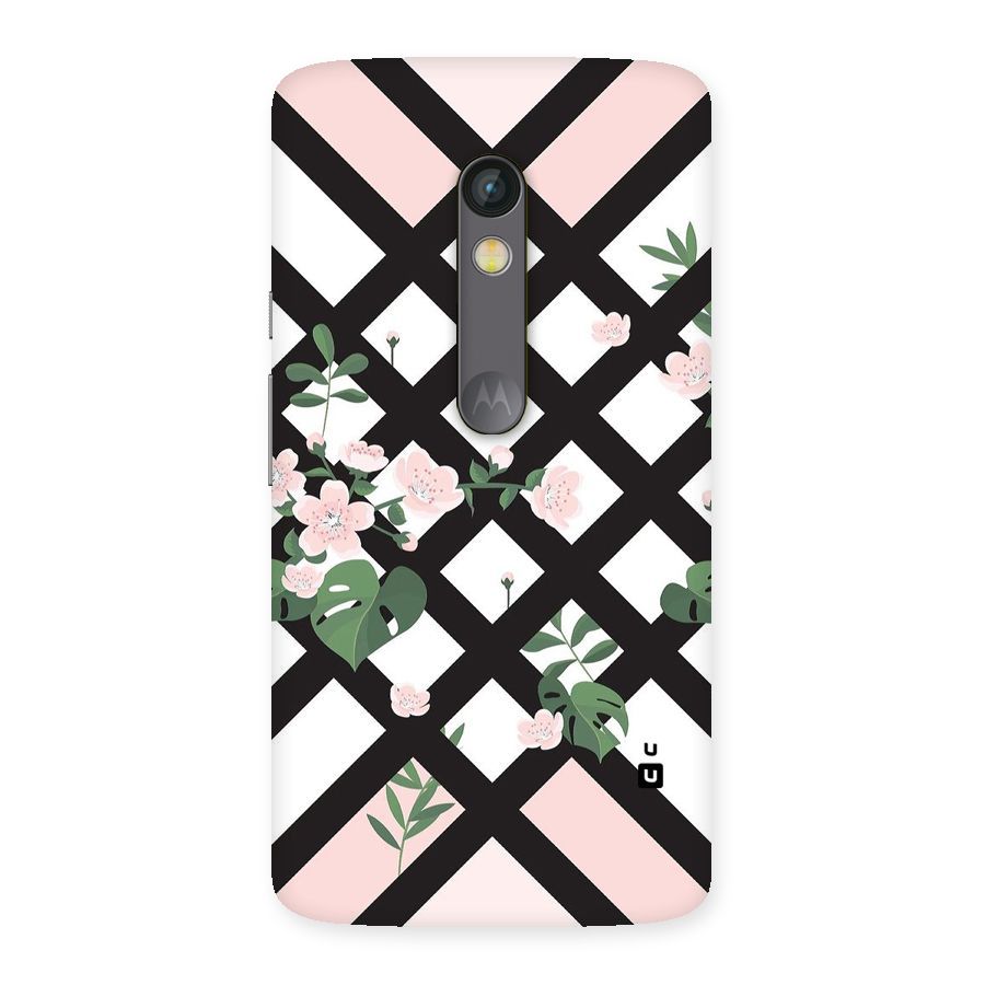 Check Floral Stripes Back Case for Moto X Play