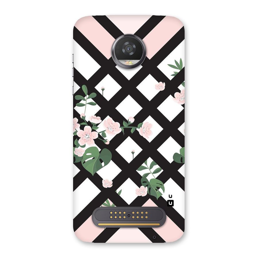 Check Floral Stripes Back Case for Moto Z2 Play