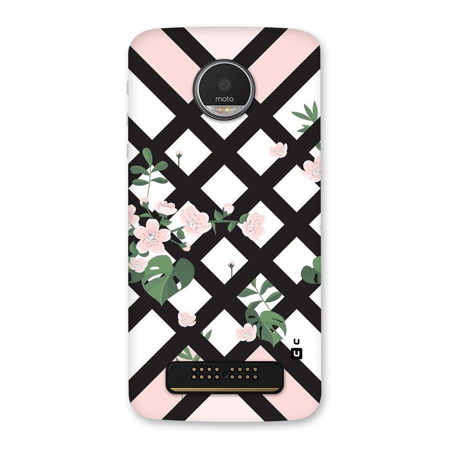 Check Floral Stripes Back Case for Moto Z Play
