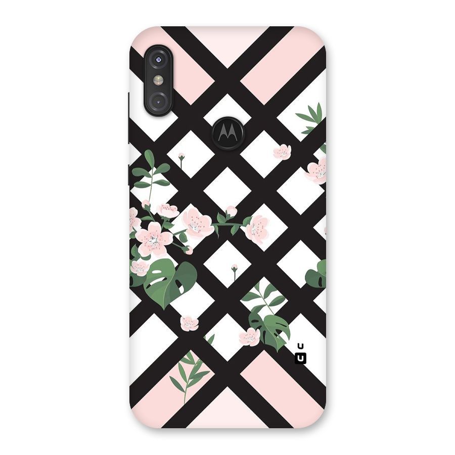 Check Floral Stripes Back Case for Motorola One Power