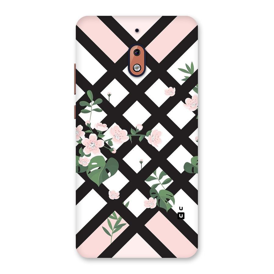Check Floral Stripes Back Case for Nokia 2.1