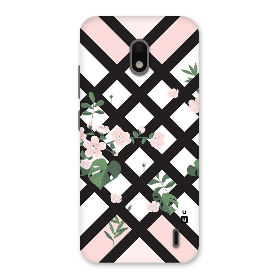 Check Floral Stripes Back Case for Nokia 2.2