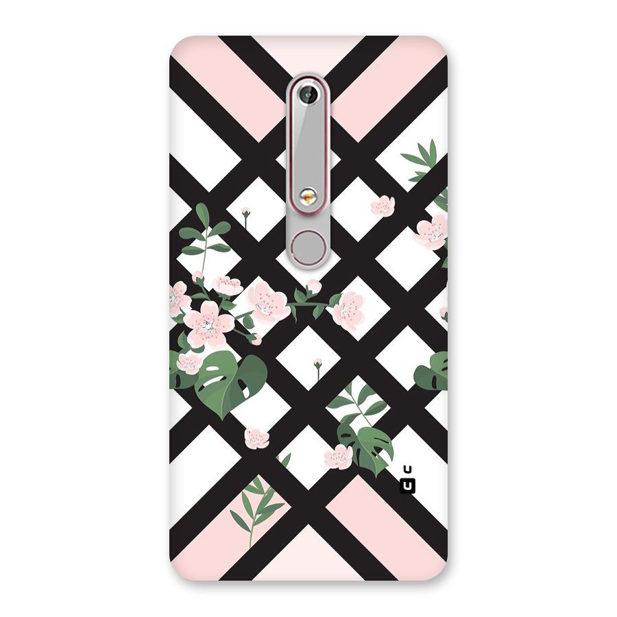 Check Floral Stripes Back Case for Nokia 6.1