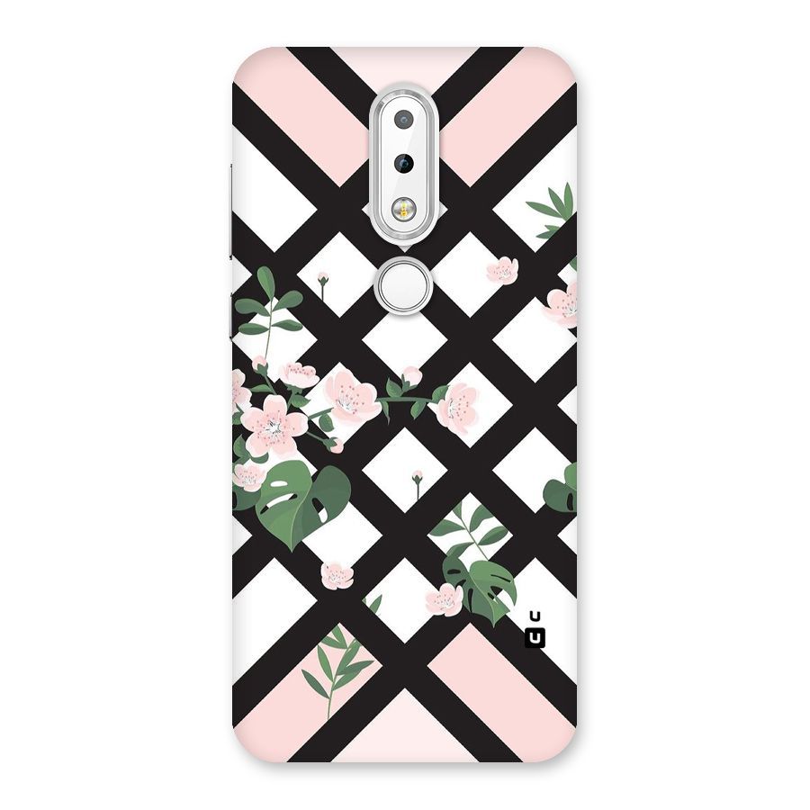 Check Floral Stripes Back Case for Nokia 6.1 Plus