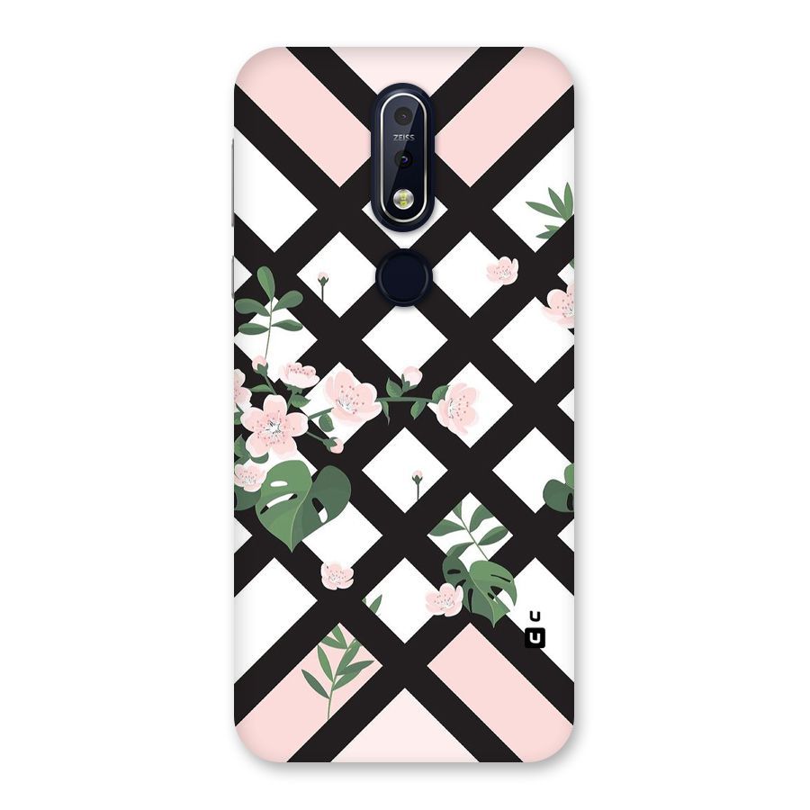 Check Floral Stripes Back Case for Nokia 7.1
