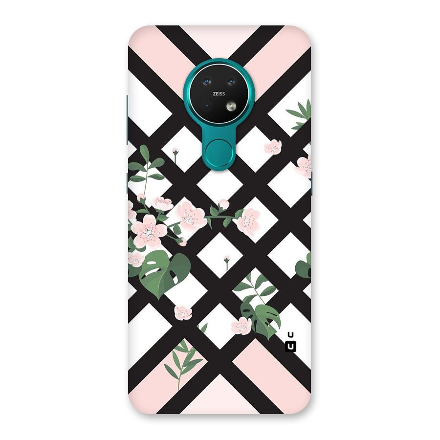 Check Floral Stripes Back Case for Nokia 7.2