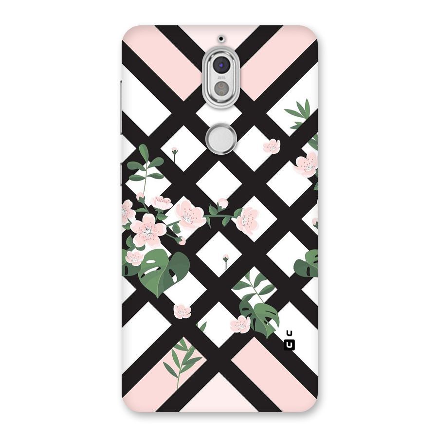 Check Floral Stripes Back Case for Nokia 7