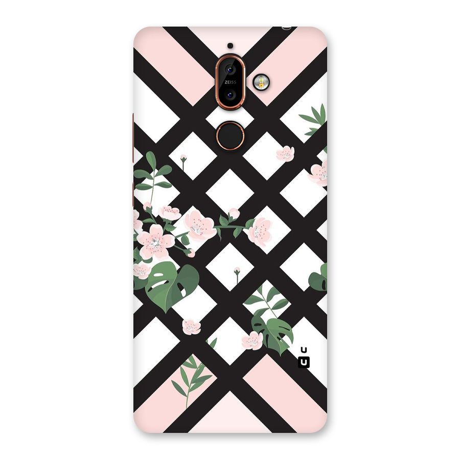 Check Floral Stripes Back Case for Nokia 7 Plus