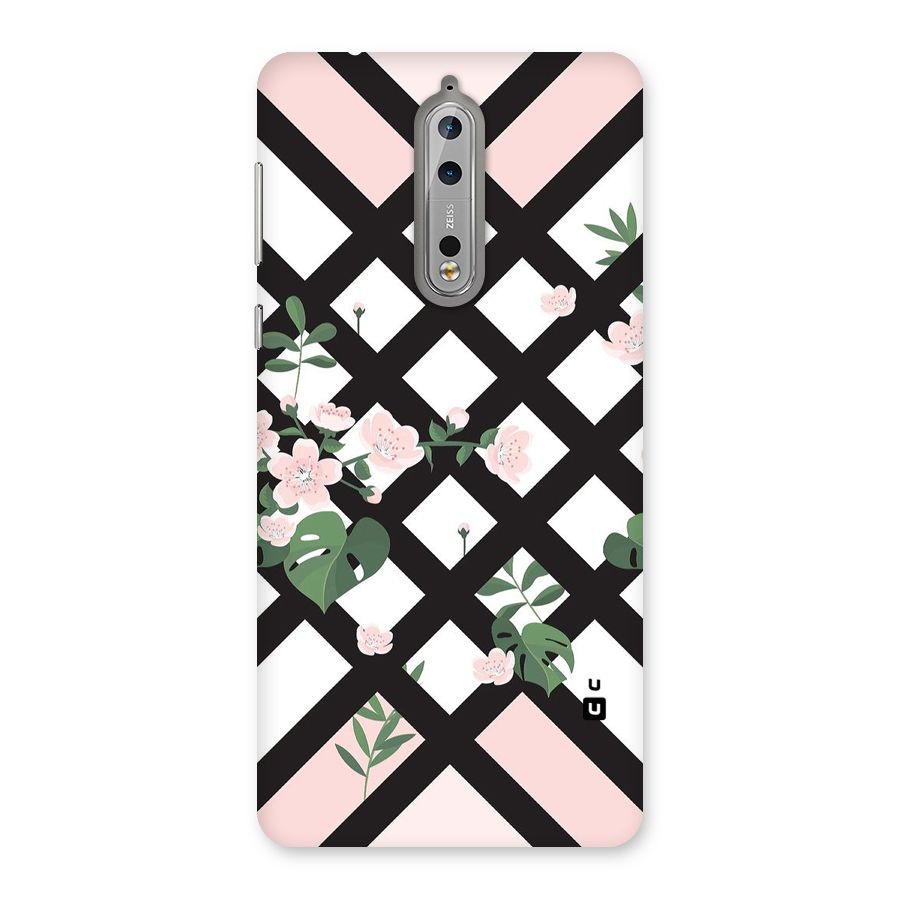 Check Floral Stripes Back Case for Nokia 8