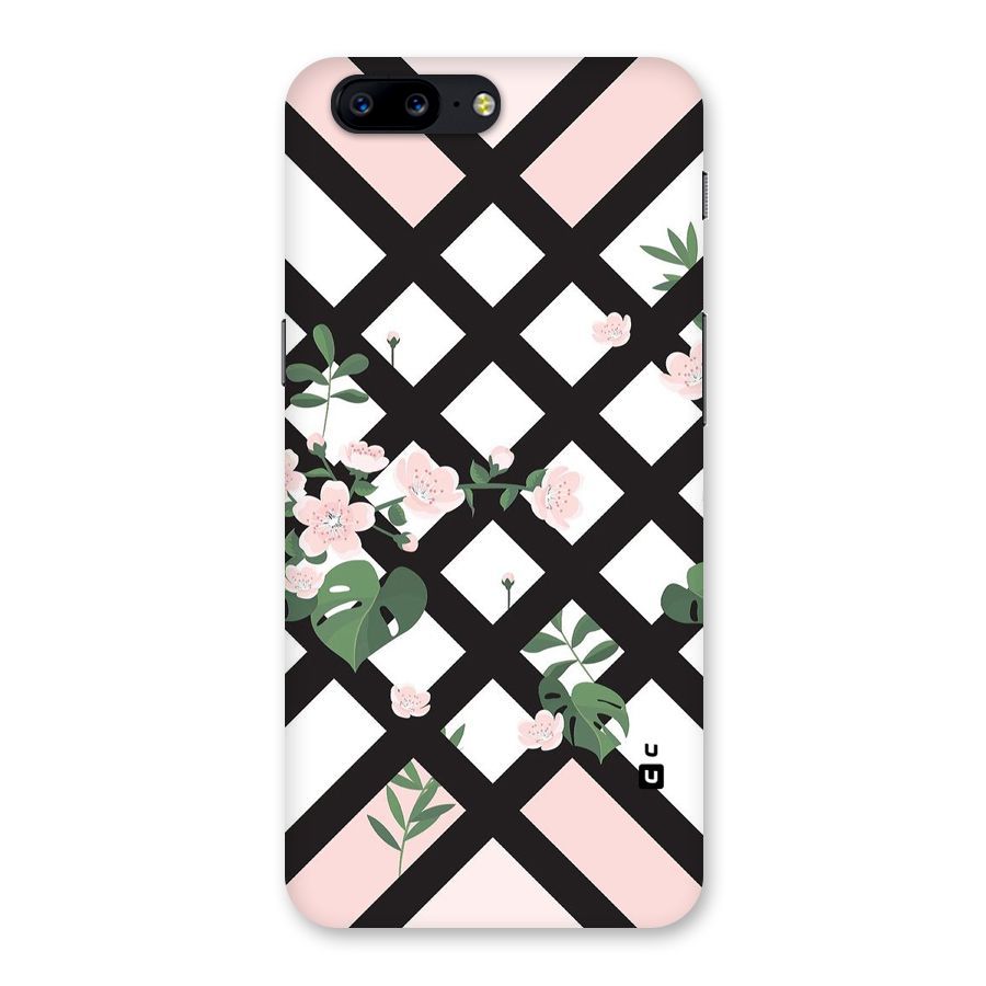 Check Floral Stripes Back Case for OnePlus 5