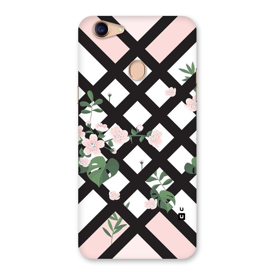 Check Floral Stripes Back Case for Oppo F5 Youth