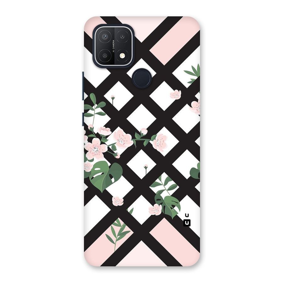 Check Floral Stripes Back Case for Oppo A15s