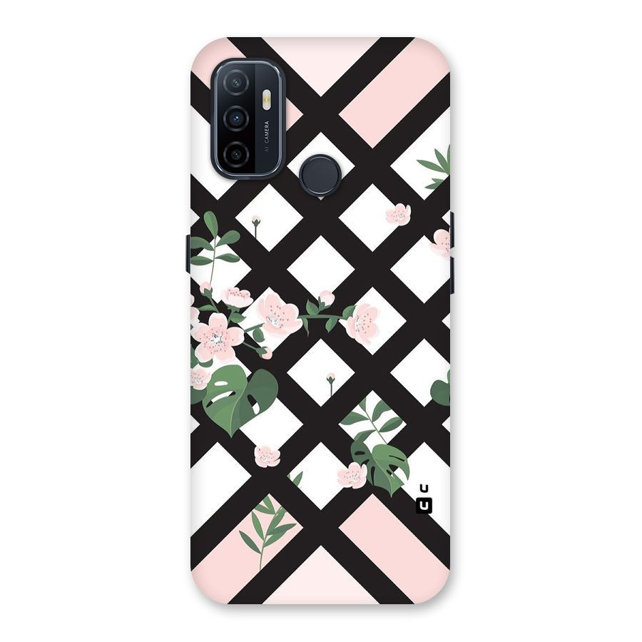 Check Floral Stripes Back Case for Oppo A32