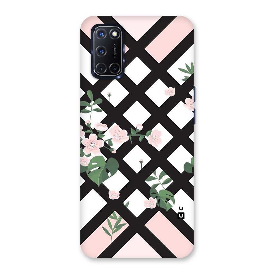 Check Floral Stripes Back Case for Oppo A52