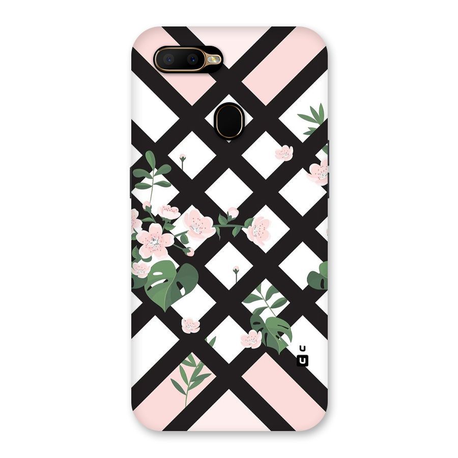 Check Floral Stripes Back Case for Oppo A5s