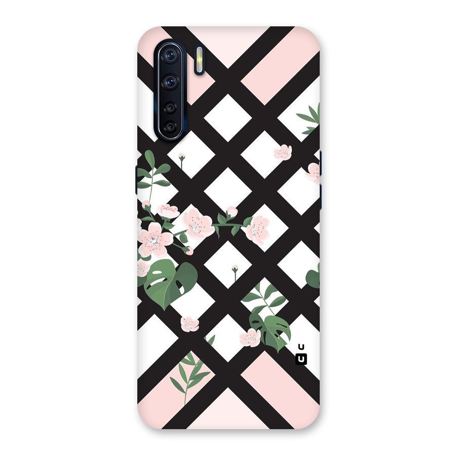 Check Floral Stripes Back Case for Oppo F15