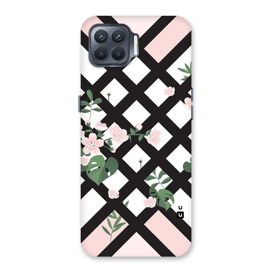 Check Floral Stripes Back Case for Oppo F17 Pro