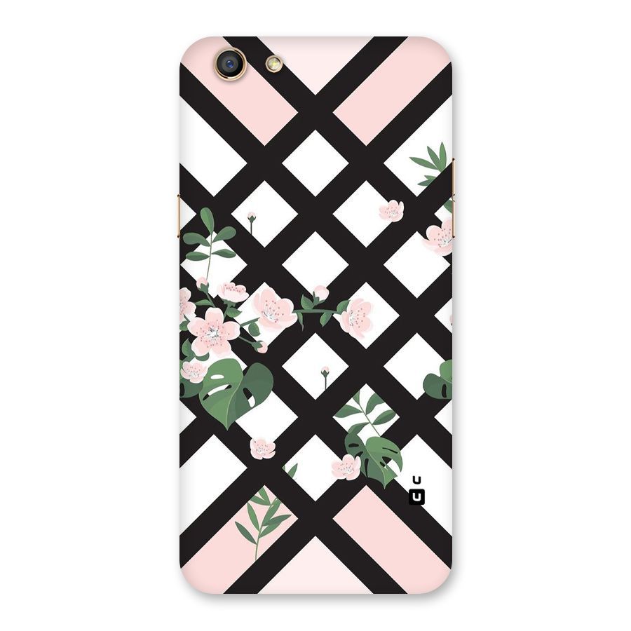 Check Floral Stripes Back Case for Oppo F3