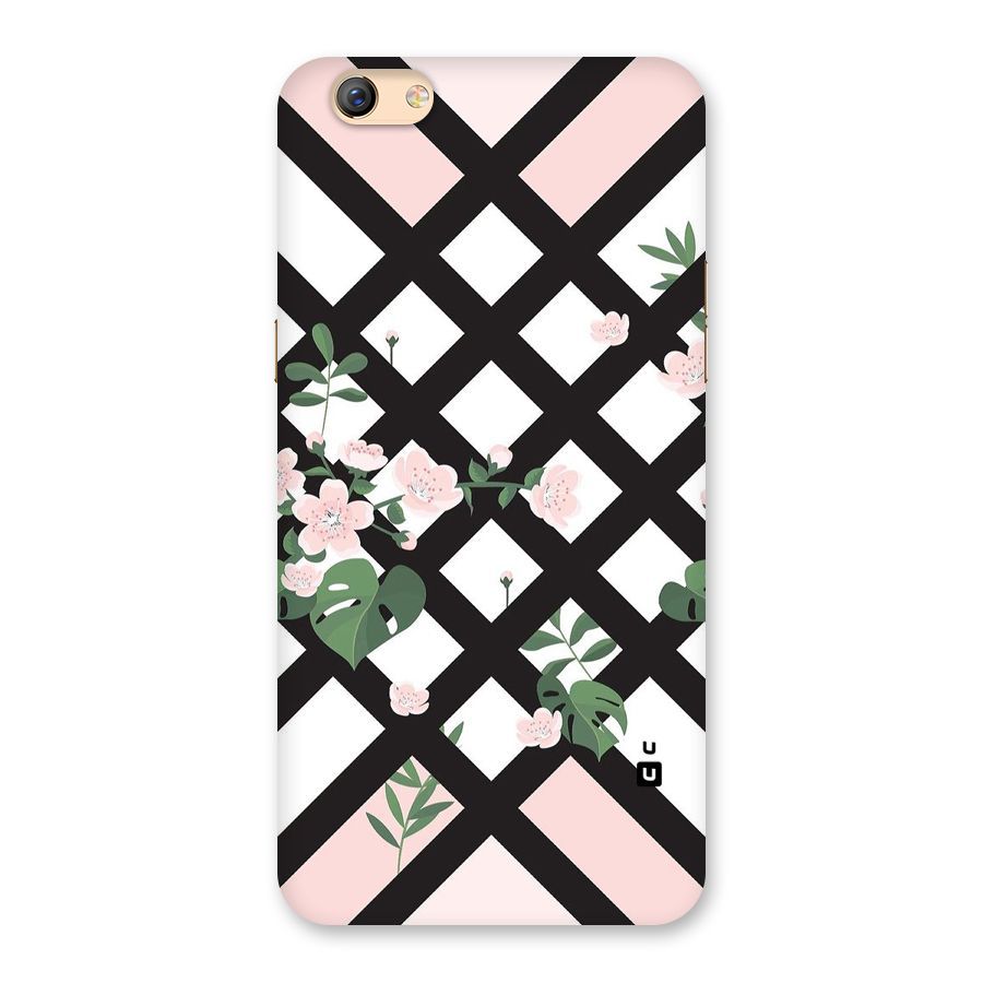 Check Floral Stripes Back Case for Oppo F3 Plus